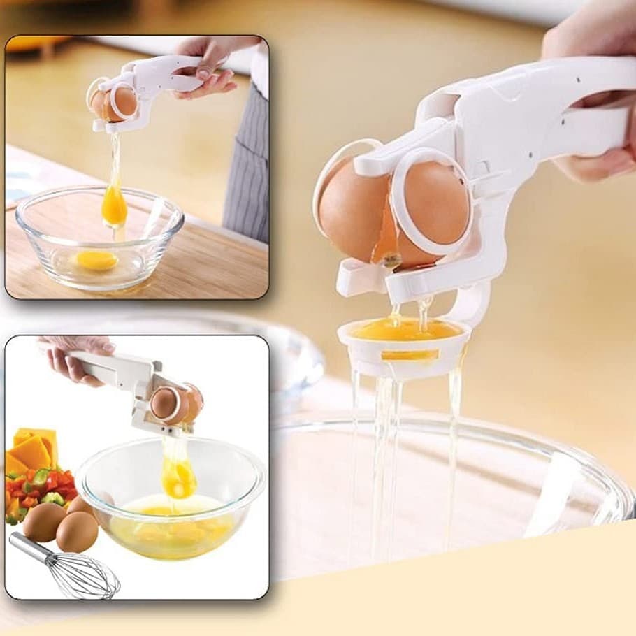 Handheld Egg Cracker with TV Egg Cutting Feature, Egg White Separator Kitchen Tool