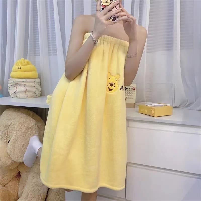 Coral Fleece Absorbent Quick-Dry Cartoon Bath Towel & Hair Wrap Set for Summer Travel and Home Use