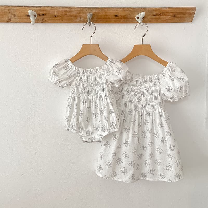 Children's sister outfits, girls' dresses, summer new short-sleeved floral wrap-around clothes, baby girl's princess dress