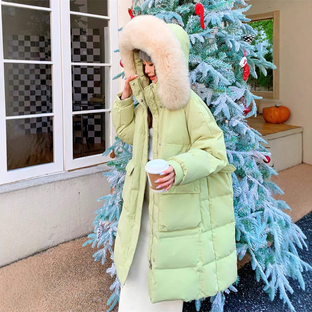Super Slimming Plus-Size 300 Jin Long Thickened Fox Fur Hooded Down Jacket Women's 216