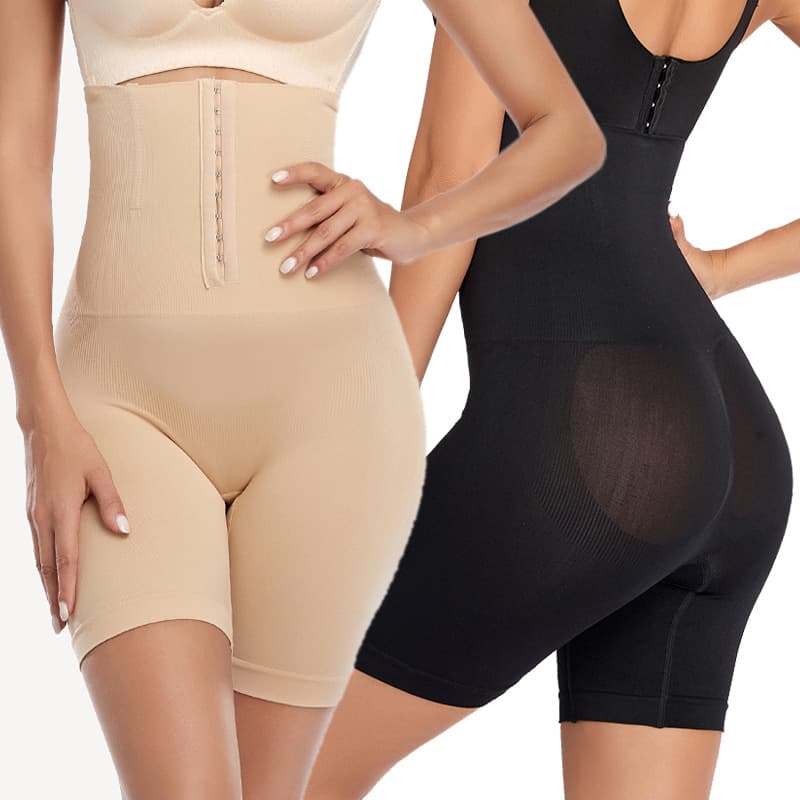 European and American Cross-Border Large Size Shapewear Two-Row Buckle High-Waist Waist Trainer Pants Women's High Elasticity Belly Control Seamless Hip-Lifting Body Shaping Underwear