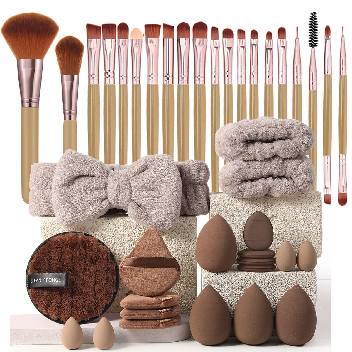 40-Piece Makeup Tool Set Complete Face Cleansing and Makeup Brush Kit Wholesale Drop Shipping
