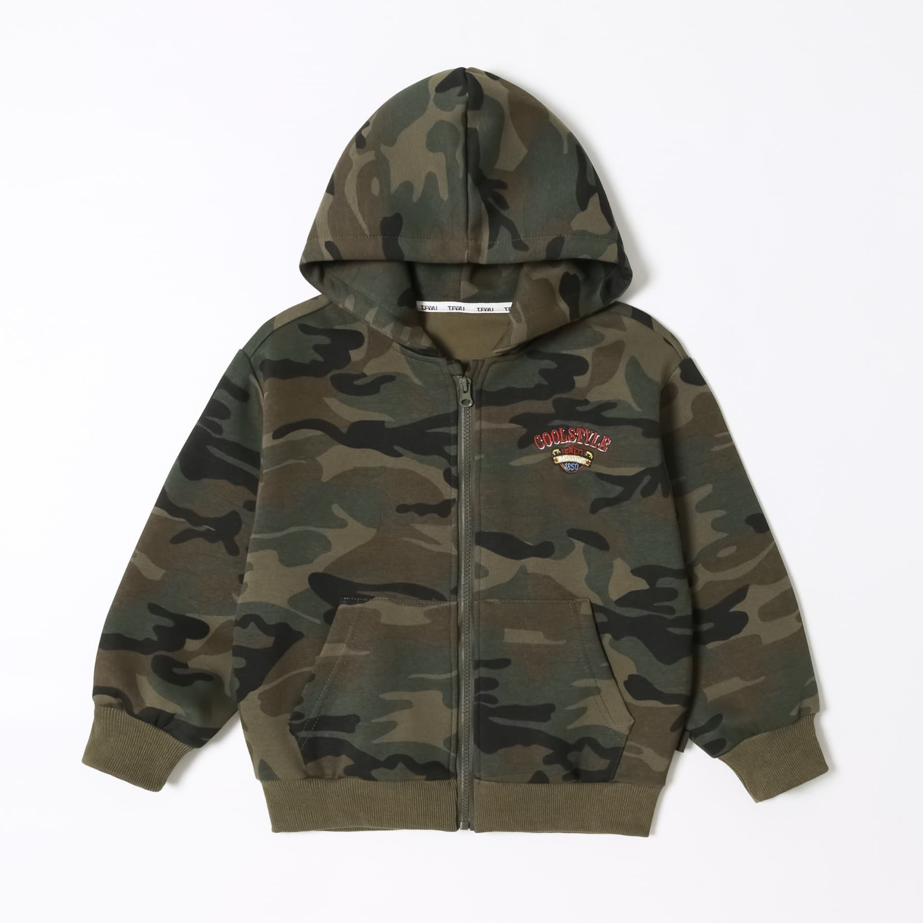 Custom Children's Clothing Spring Autumn New Boys Trendy Embroidered Camouflage Hoodie Older Boys Hooded Jacket Zip-Up Top