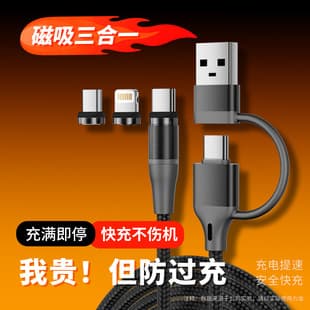 2-in-1 Magnetic Dust Plug Data Cable PD 60W Compatible with iPhone 17/16 Type-C Fast Charging Cable