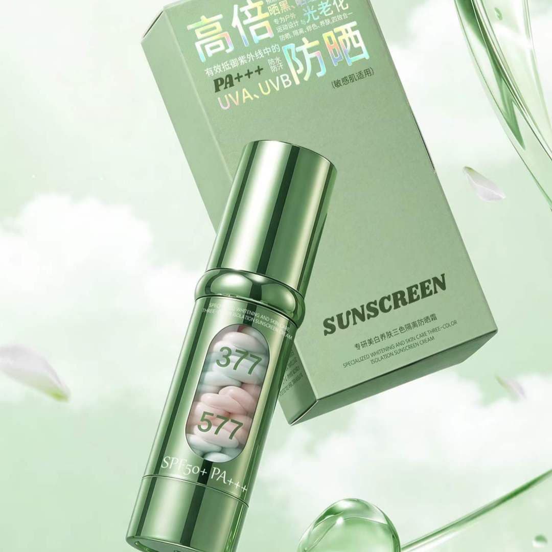 High-power sunscreen, whitening and nourishing, three-color isolation sunscreen, outdoor protection, sunburn, refreshing, oil-control skin care