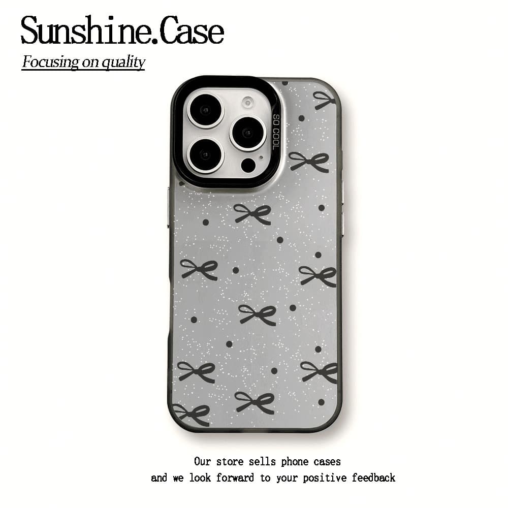 Black Bow Case for Apple iPhone 17 Pro Max, iPhone 16 Plus, Niche Style for Girls 15, 14/13
