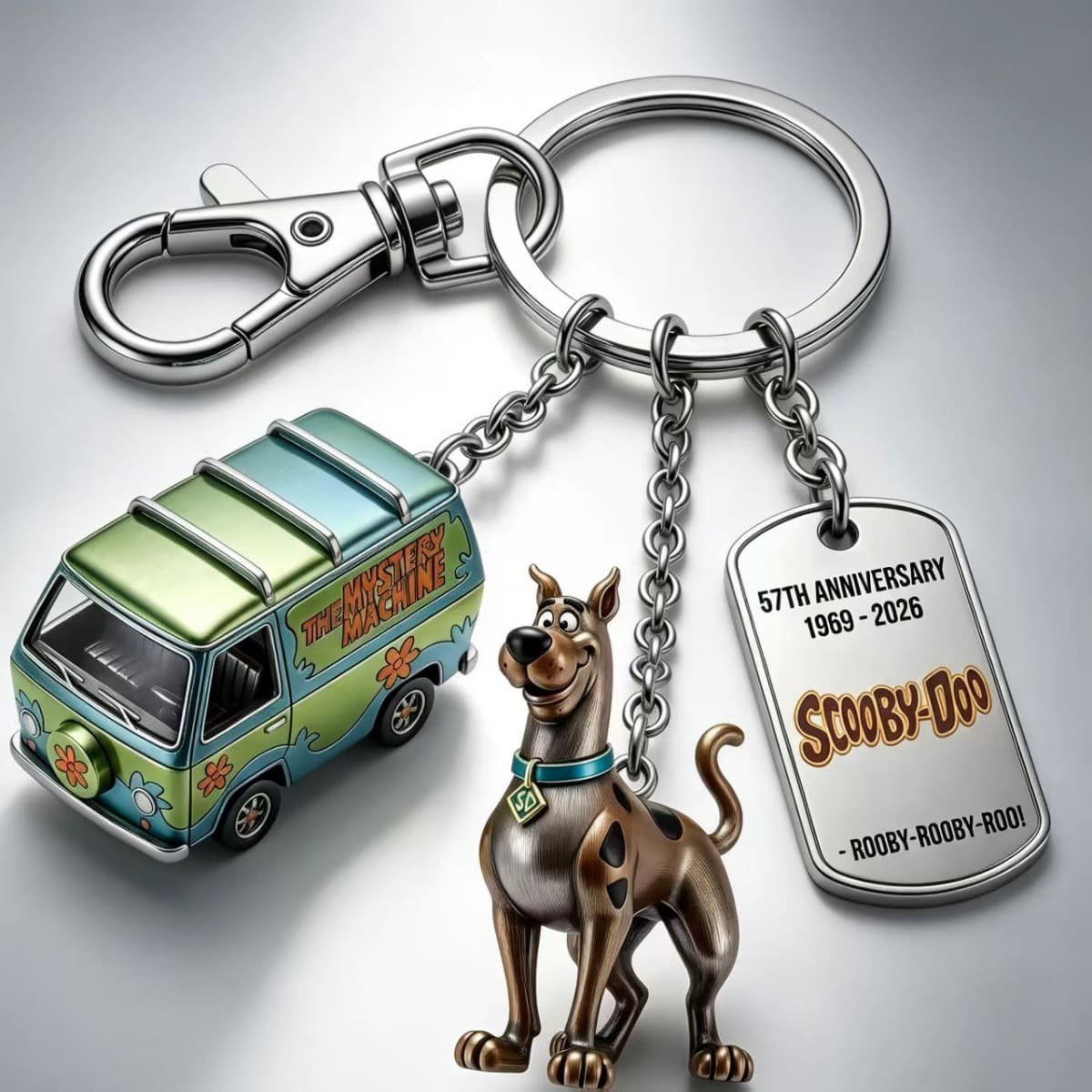 Scooby-Doo Mystery Machine Bus Dog Alloy Keychain Scooby-Doo 25th Anniversary Super Hot Model