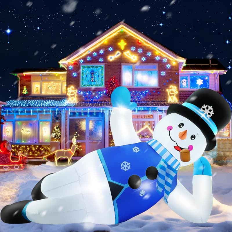 Christmas Inflatable Snowman Outdoor Decoration with Lights, Inflatable Christmas Snowman Yard Decoration, Suitable for Lawn Inflatable Model