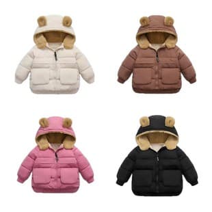 2026 Autumn/Winter New Cartoon Kids Padded Down Jacket Boys Girls Cotton Coat Toddler Baby Fleece Lined Outerwear