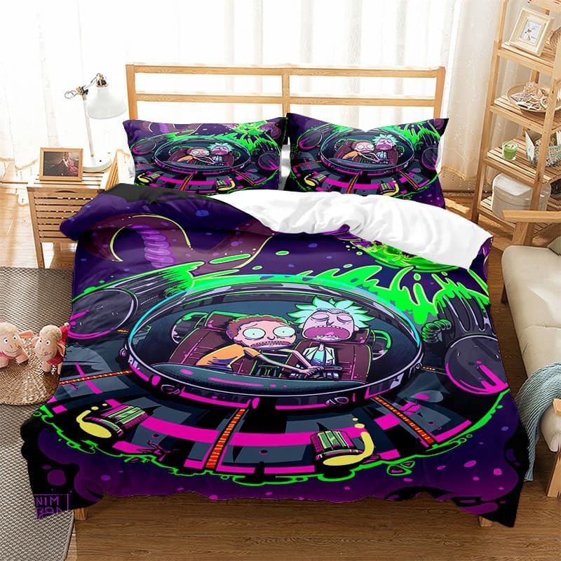 Amazon cross-border three-piece Rick and Morty duvet cover brushed four-piece set foreign trade two-piece set can be customized