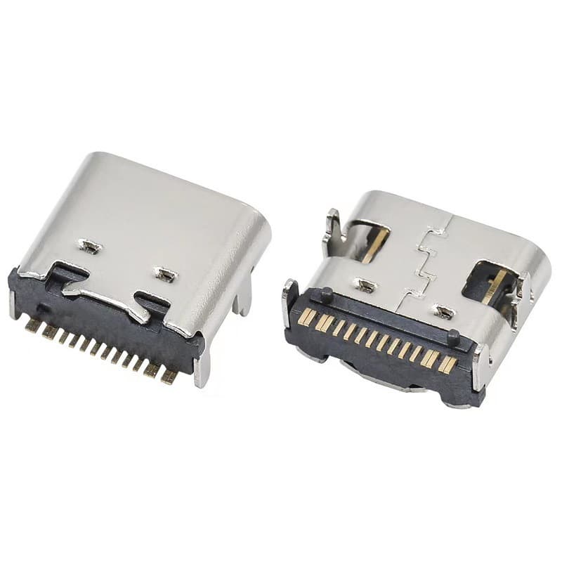 In Stock Type-C Female Connector 16P 4-Pin DIP USB Connector, Recessed Horizontal Vertical Side-Insert SMD Connector