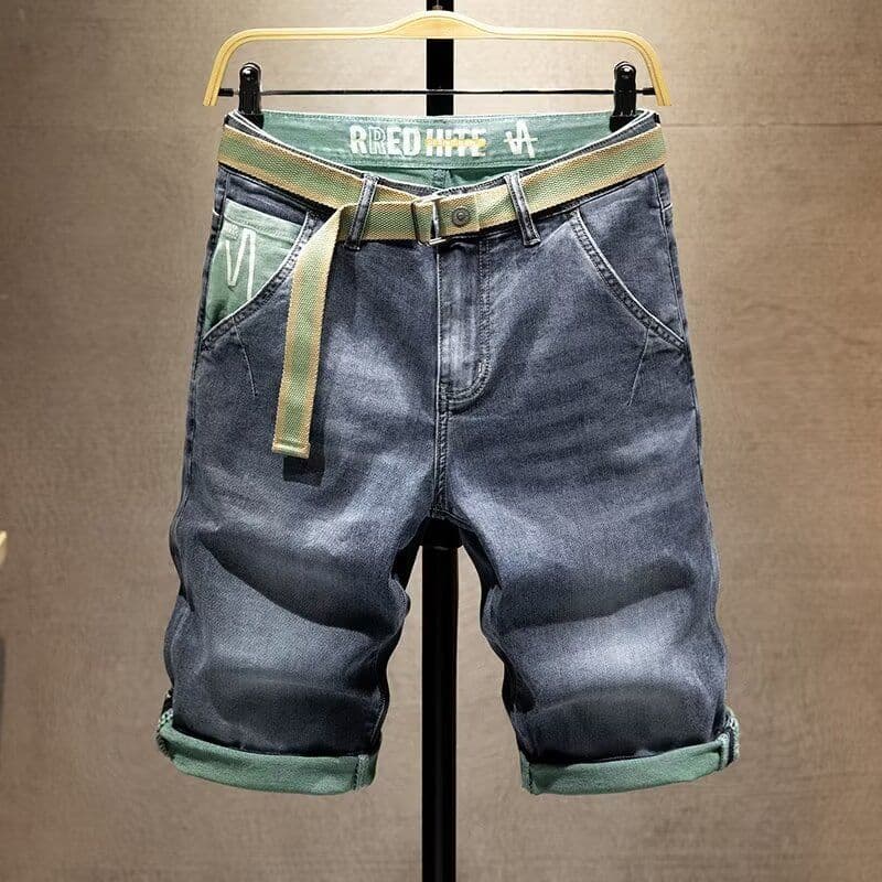 Denim shorts men's summer new fashion thin section pants casual pants trendy brand ins printed casual pants for men