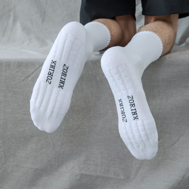 [Men's and women's] men's socks towel bottom thickened sports breathable sweat-absorbent basketball white socks white all-match