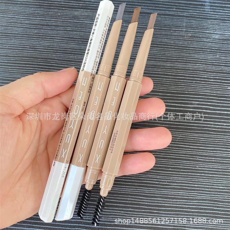 Xiyuan Octagonal Eyebrow Pencil with Brush, Waterproof, Smudge-proof, Long-lasting, Gray-Brown, Twist-up Eyebrow Pencil for Beginners