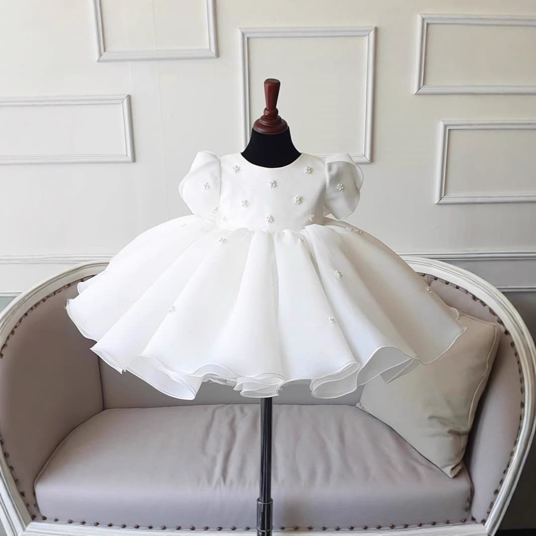 Elegant 1-Year-Old Baby Girl Dress, High-End Tutu Skirt for Flower Girl Wedding, Princess Dress for Little Girls, Autumn Style