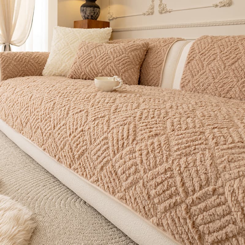 Cross-border special supply of simple style autumn and winter plush sofa cushion 2026 new thickened cushion non-slip sofa cover cover cloth