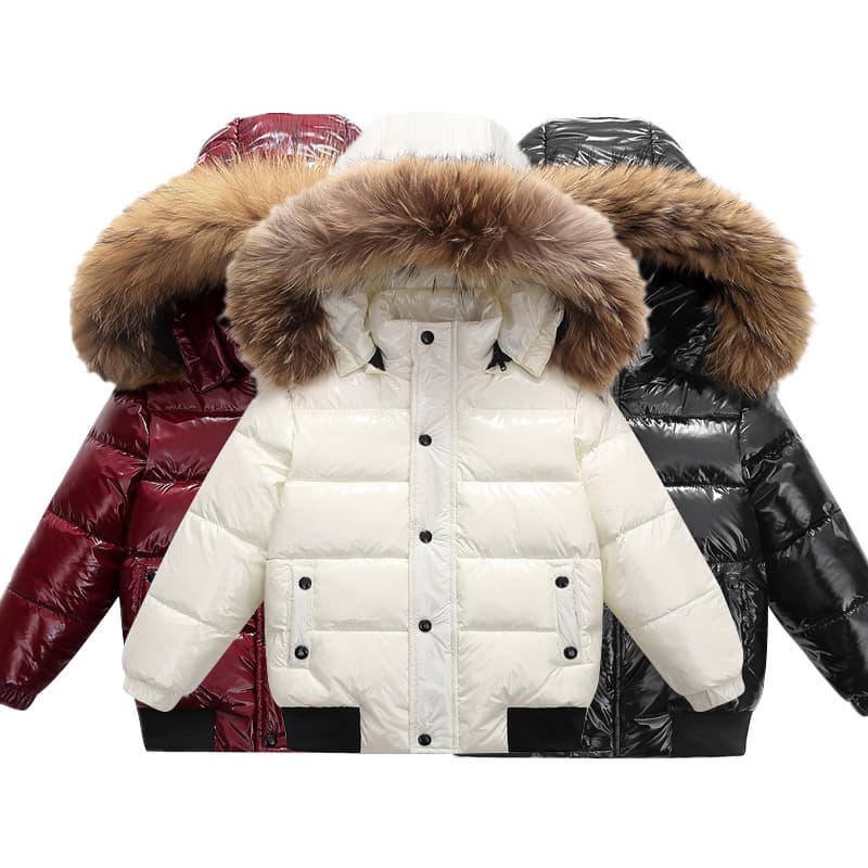 Factory Direct New Children's Down Jacket Girls Big Fur Collar Thick Warm Boys Winter Coat