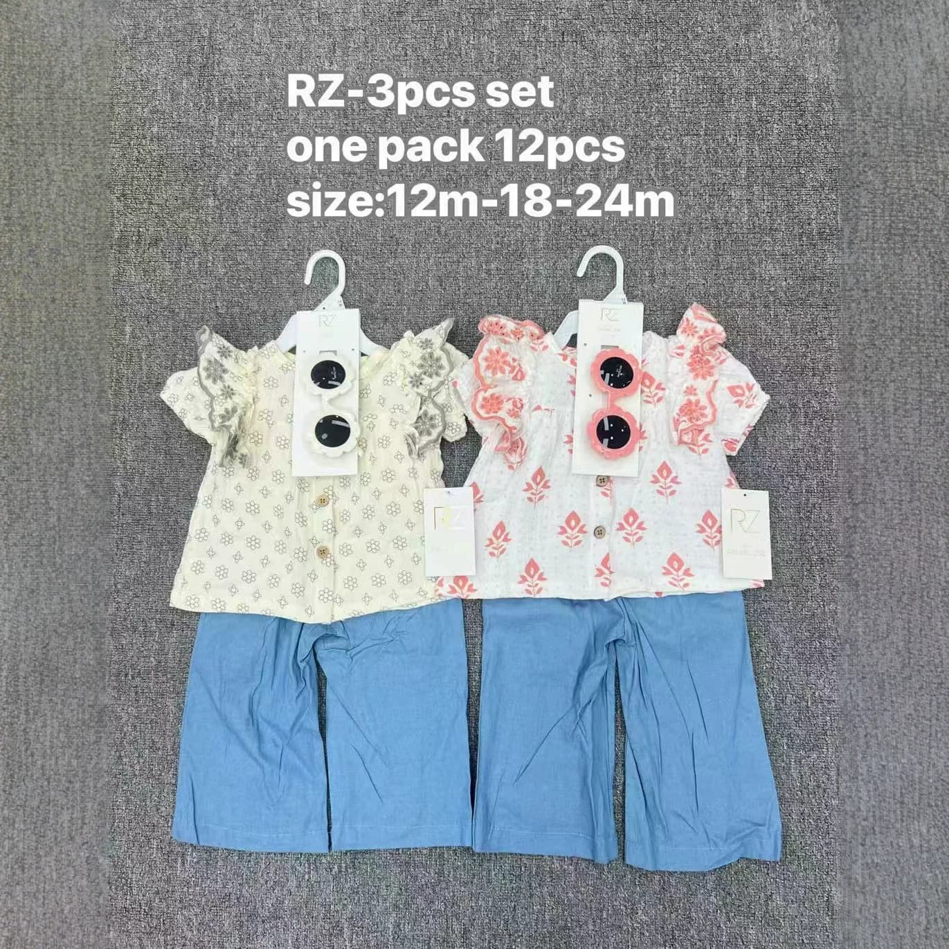 Girls Summer Baby Outfit Cotton Three-Piece Set Newborn Baby Set