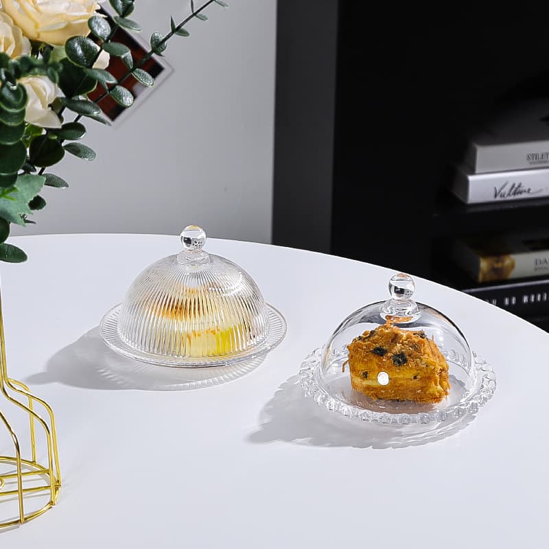 Transparent love edge dessert plate small French dessert snack cookie simple dessert salad plate cover