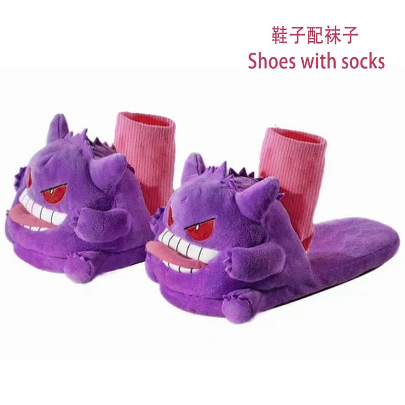 Pokemon Snorlax Squirtle Eevee Kids Slippers Winter Indoor Cotton Shoes Warm Shoes