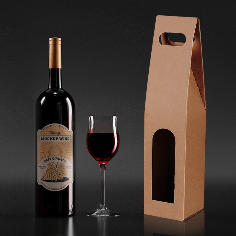 Kraft Paper Wine Box Double or Single Bottle Thickened Corrugated Red Wine Packaging Gift Box Dry Red Wine Handheld Gift Box