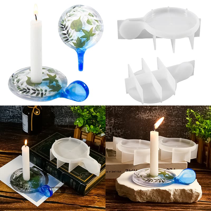 Baijiaxing DIY Epoxy Resin Mold Simple Vintage Candle Insert Tray Silicone Mold Plaster Candle Tray Mold