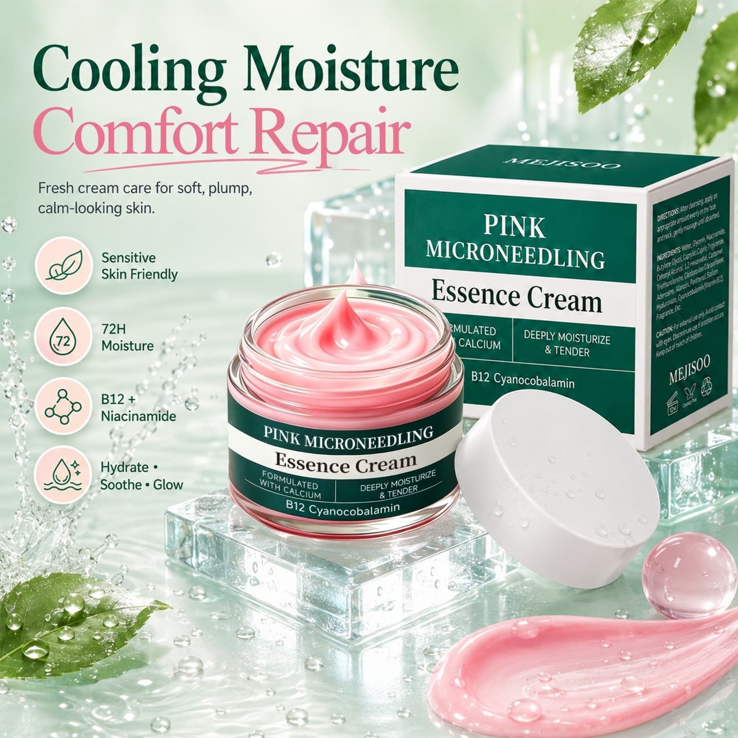 Cross-border PINK MICRONEEDLING ESSENCE CREAM Moisturizing Soothing Face Cream