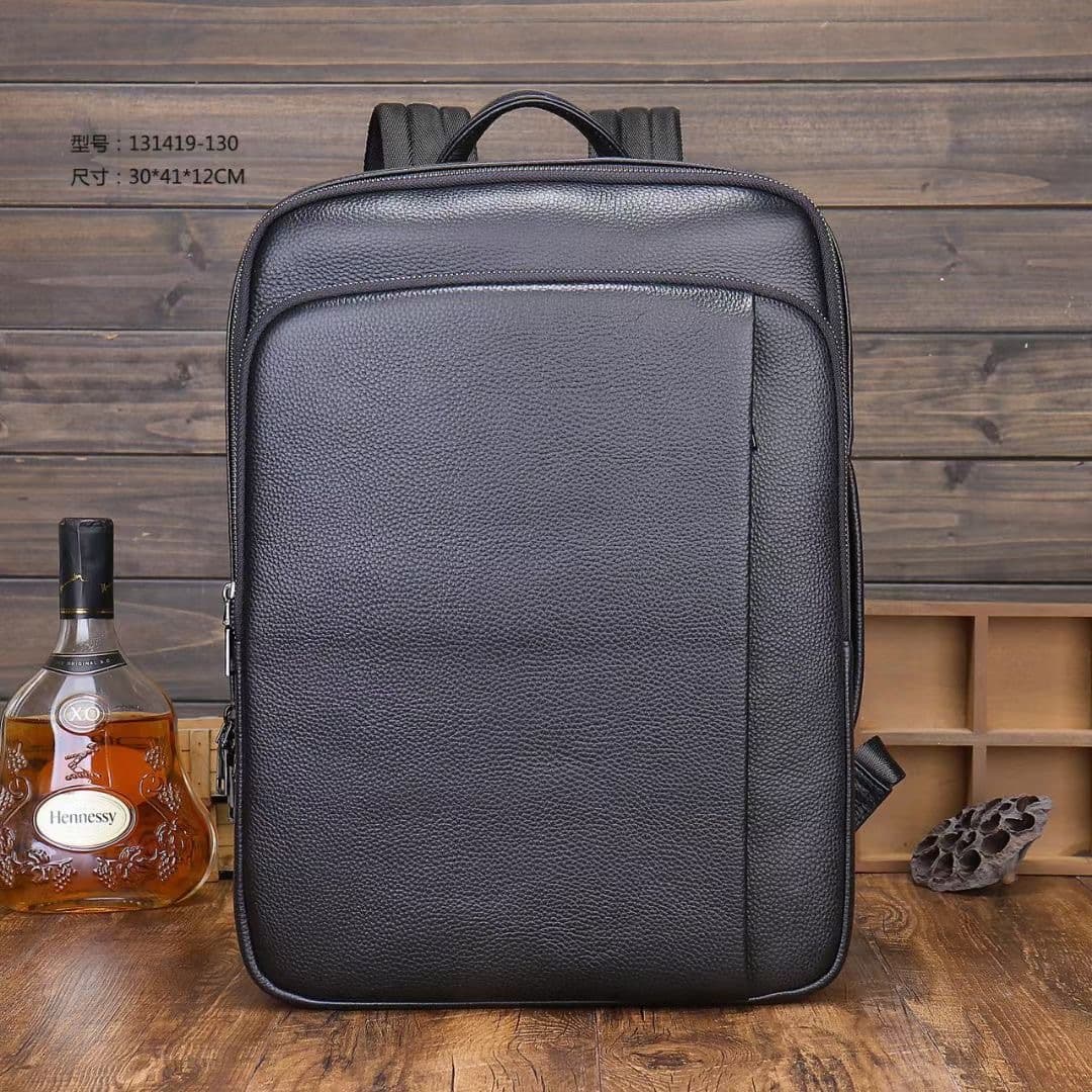 BOPAI Genuine Leather Men's Business Backpack Double Shoulder Bag Top Layer Cowhide Computer Bag Large Traveling Bag
