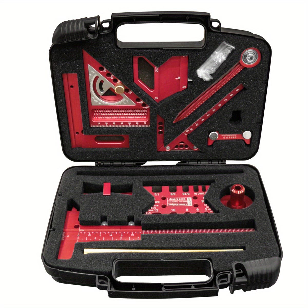 Woodworking Measuring Tool Kit with Storage Case, Woodworking Project Planning and Layout Board Splicing Aid Set