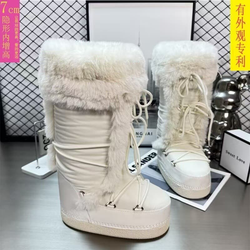 MOON Moon Boots New Winter Long Boots Warm Thick Sole White Fur Boots Waterproof Slip-Resistant High Snow Boots Women