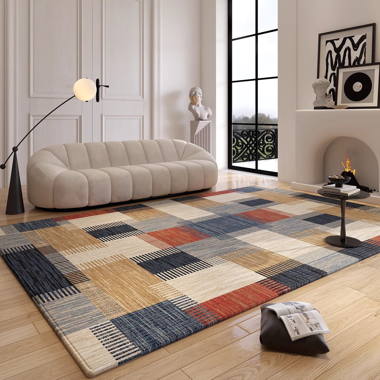 Light Luxury Living Room Rug, Stain-Resistant and Easy to Care Loop Pile Carpet, Bedside Rug for Bedroom, Large Area Full Coverage Floor Mat Wholesale