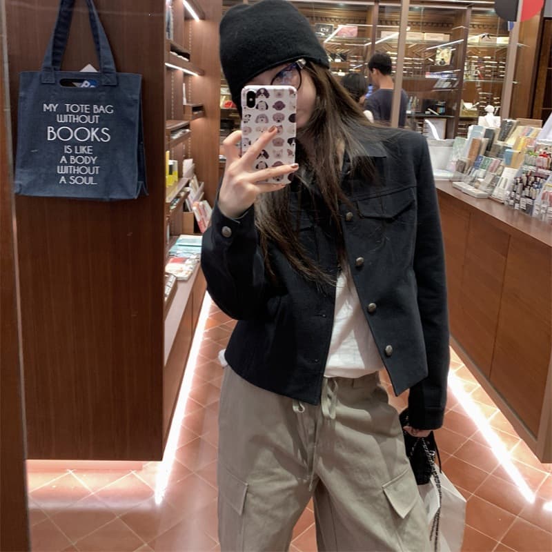 Trendy Chanel-style 2026 Fall Light Luxury Elegant Youthful Black Jacket for Women