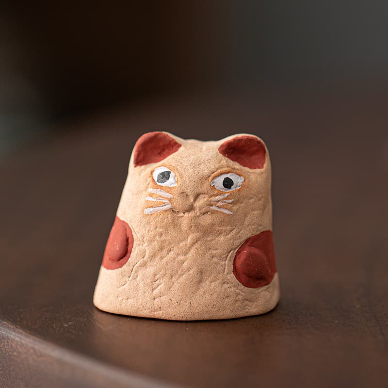 Pure Handmade Ceramic Cute Little Cat Tea Pet Ornament Tea Play Pen Rest Lid Rest Coarse Pottery Fine Tea Ceremony Accessories