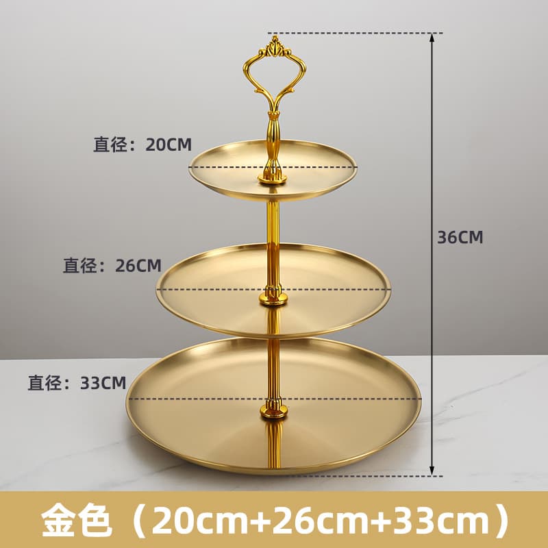 Creative Stainless Steel Multi-Layer Fruit Tray Cake Plate High-End Pastry Dessert Display Stand Coffee Table Double-Layer Candy Dish