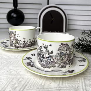 D-Home Coffee Cup Gift Box 2 Cups 2 Saucers Home Light Luxury Butterfly Ceramic Coffee Cup Set Cross-Border Bone China Pair Cup Saucer