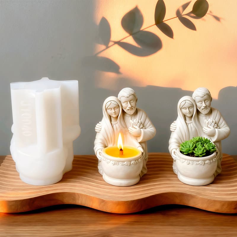 European couple elderly candle cup flowerpot silicone mold diy priest statue storage jar gypsum ornament abrasive tool