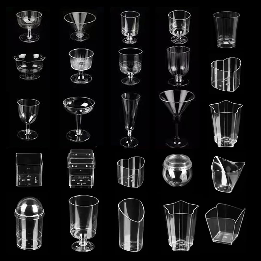 Dessert Table Mini Cup Mousse Cup High-Foot Transparent Plastic Cup Disposable Dessert Table Cake Pudding Commercial Red