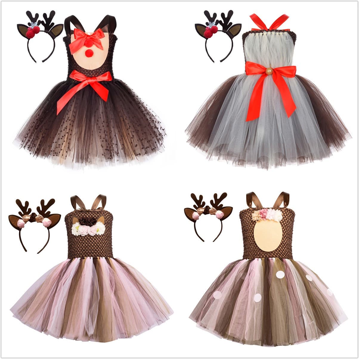 Best-selling Tutu Dress Girls Trendy Purim Costume Cosplay Birthday Dress Sweet and Cute Deer Dress
