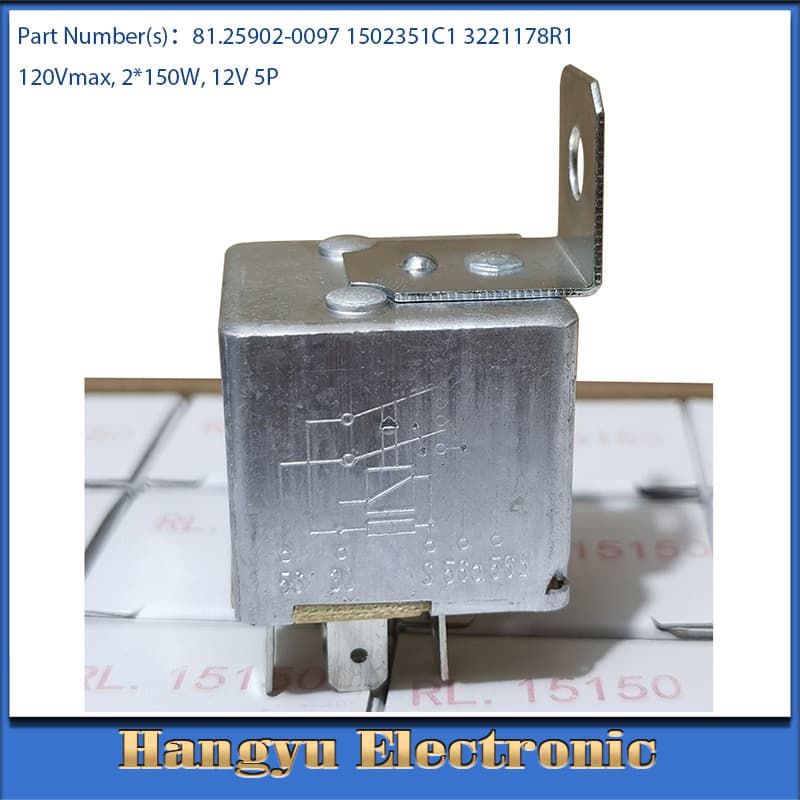 12V relay 5PIN car relay aluminum shell with backrest car headlight relay 81259020097