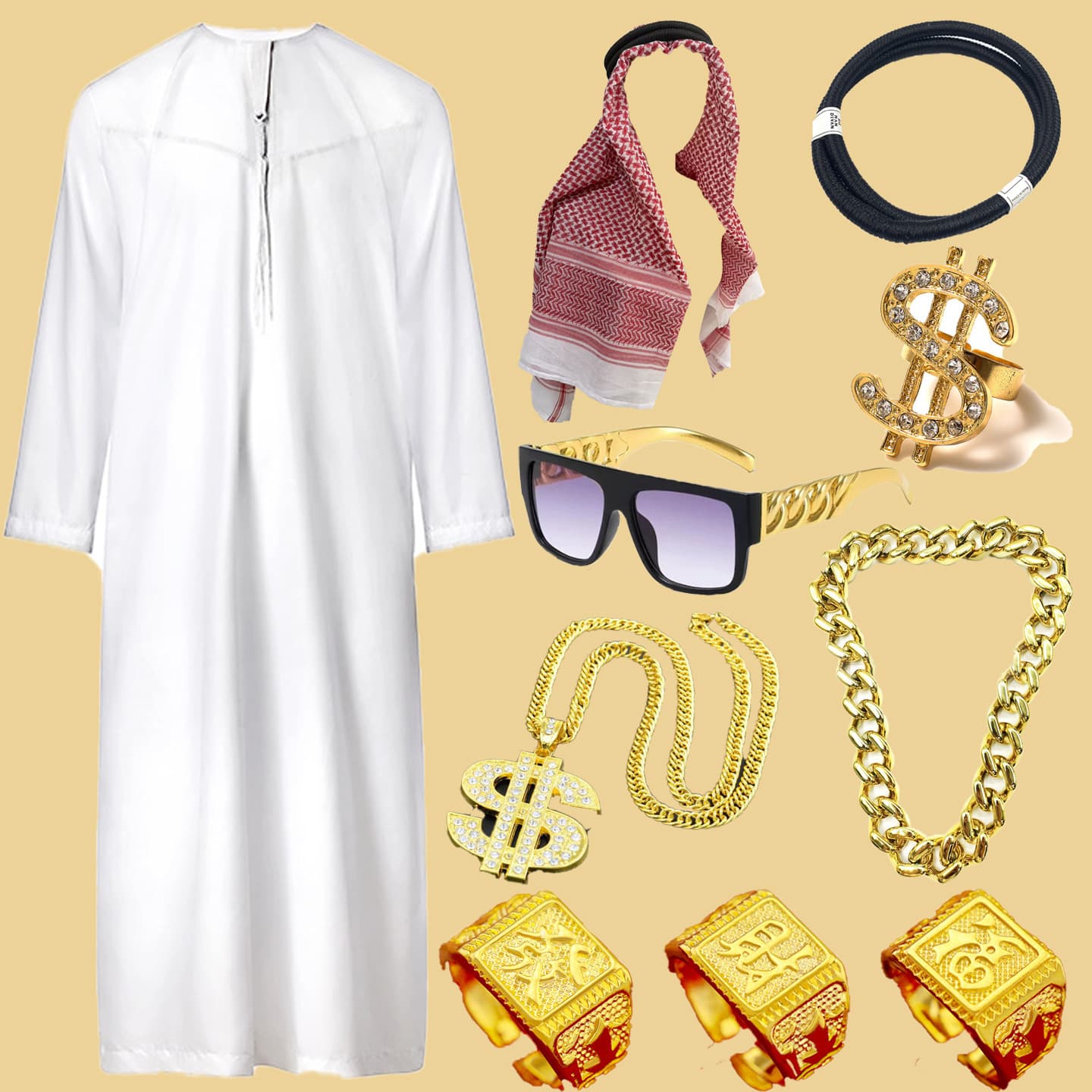 Middle Eastern Arabian Style Clothing Set Robe Men Women Dubai Tycoon UAE Cosplay Performance Costume