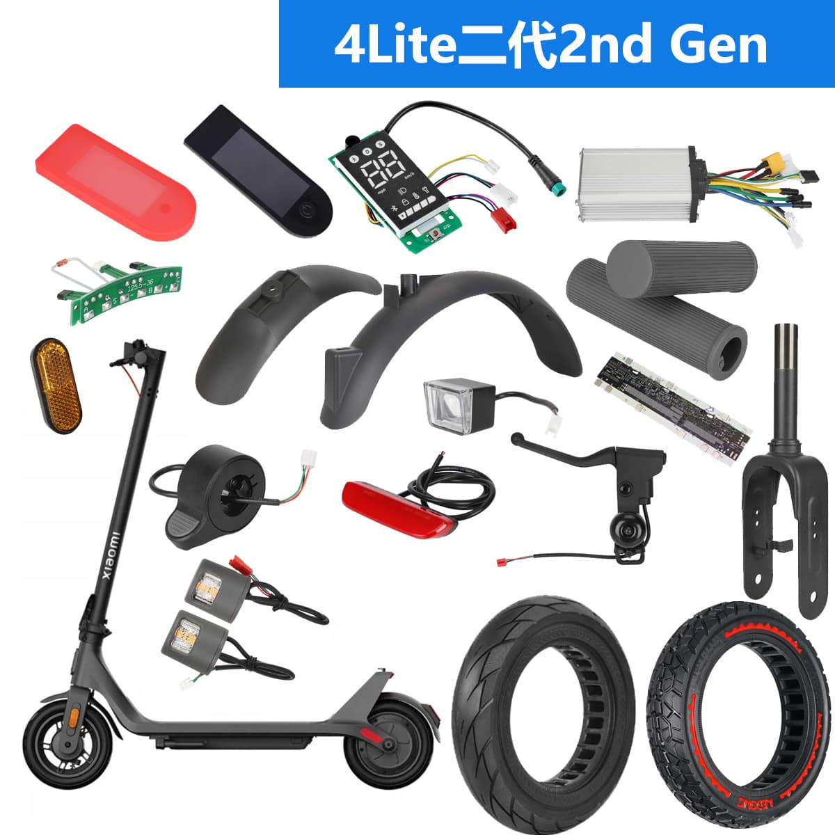 Fender Tail Light Brake Cable Thumb Throttle Accessory Kit for 4Lite 2nd Gen Electric Scooter