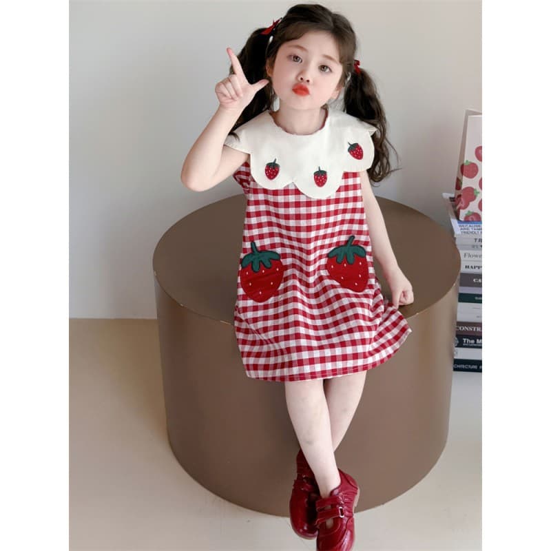 Girls Summer Dress 2026 New Style Baby Vest Dress Red Festive New Year Party Dress