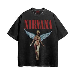Nirvana Band Rock Nirvana Cobain Kurt Cobain Distressed Washed Vintage Batik Loose T-Shirt