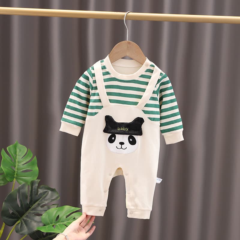 Custom Baby Spring and Autumn Romper for Boys and Girls, Fashionable Cartoon Print Long-Sleeve Onesie, Outdoor Crawling Suit