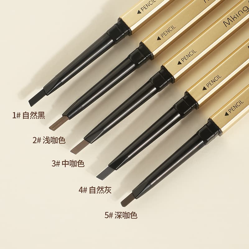 MK Gold Bar Dual-Ended Eyebrow Pencil Ultra-Fine Triangular Tip Waterproof Sweat-Resistant Long-Lasting No Fade Natural Finish