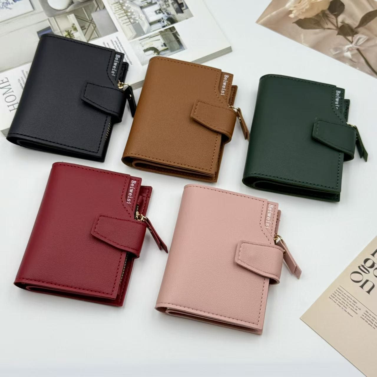 Cross-border Hot Selling Women's Wallet New Korean Fashion Tri-fold Soft Leather Multi-function Purse with Zipper Buckle PU Wallet
