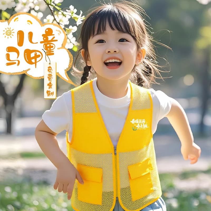 Children's Vest, Customizable for Educational Training Institutions, After-School Care Workwear, Reflective Vest for Primary School and Kindergarten
