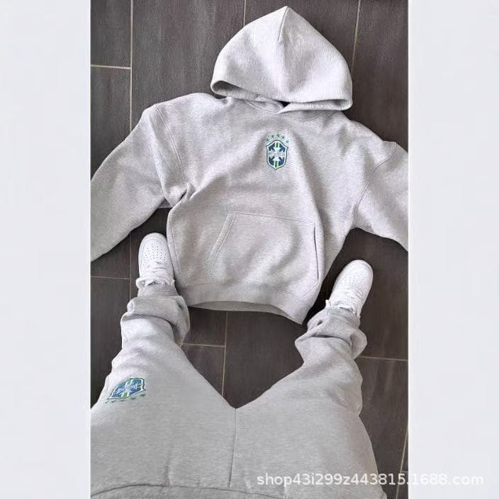 New Fall/Winter Streetwear Fashion Printed Pullover Long Sleeve Hoodie Set Men's Casual Versatile Outerwear Trendy