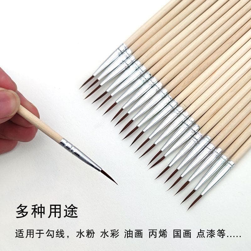 Outlining pen for art use ultra-fine small soft-tip nylon lining brush with natural wood handle, factory direct shipping with single item wholesale.