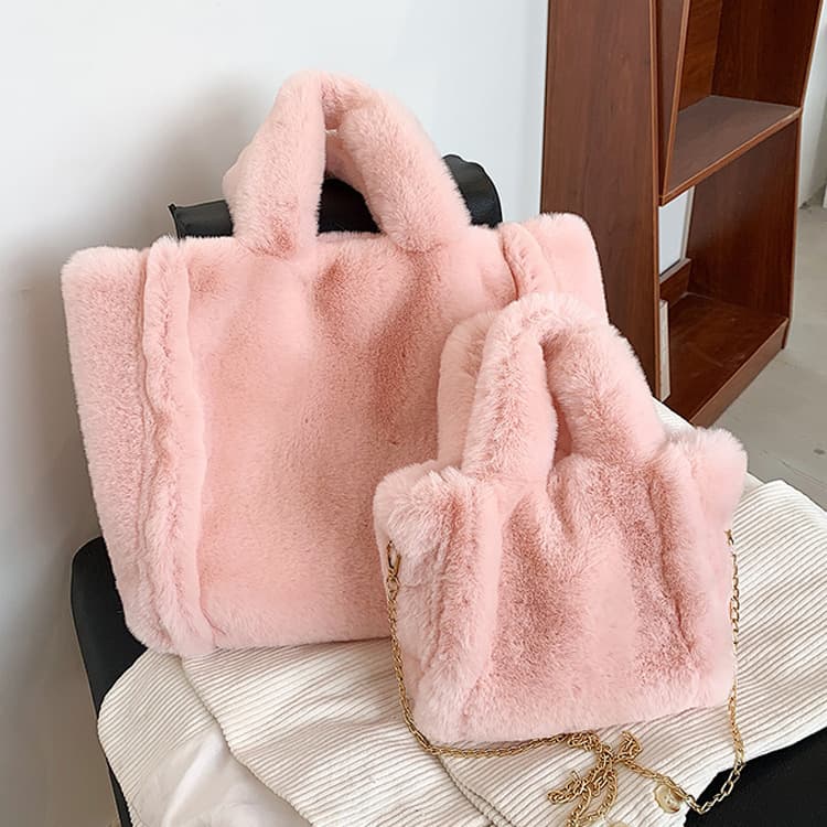 Women's Plush Bag Autumn Winter European American Underarm Tote Bag Handheld Fuzzy Bag Large Capacity Tote Bag Handbag